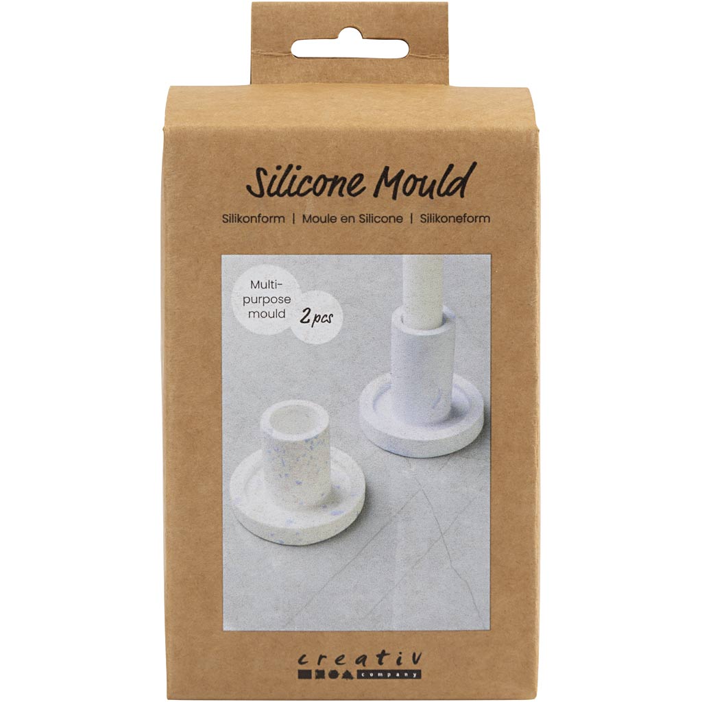 Creativ company siliconen vormen, kandelaar, h: 6,5+7,5 cm, d 7,3 cm, 2 stuk 1 doos