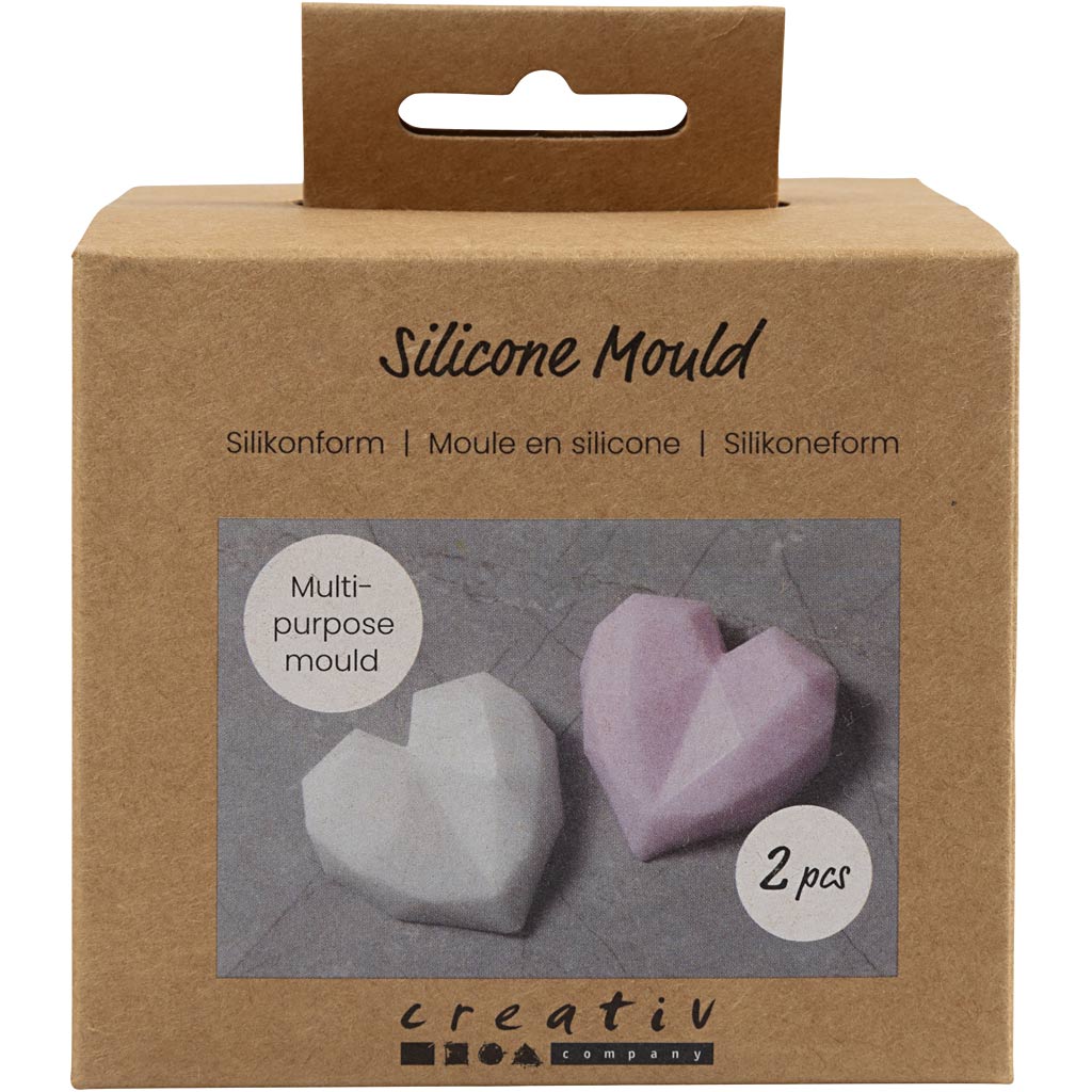Creativ company siliconen vormen, facetgeslepen hart, h: 2 cm, l: 6 cm, b: 5,8 cm, 2 stuk 1 doos