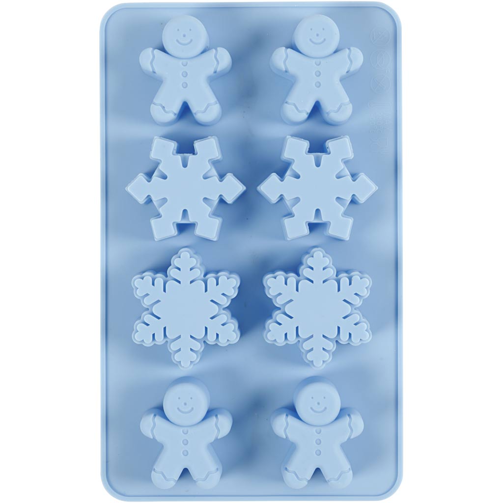 Creativ company silicone molds, ice crystals and cookie man, h: 2.5 cm, l: 3 cm, w: 4.5 cm, 12.5 ml, 1 piece