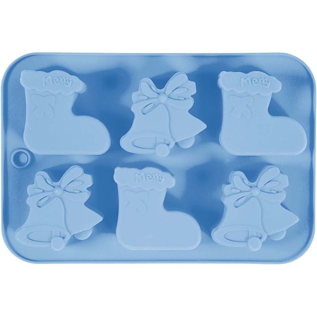 Creativ company silicone molds, Christmas stockings and bells, h: 2.5 cm, l: 6 cm, w: 7.5 cm, 12.5 ml, 1 piece