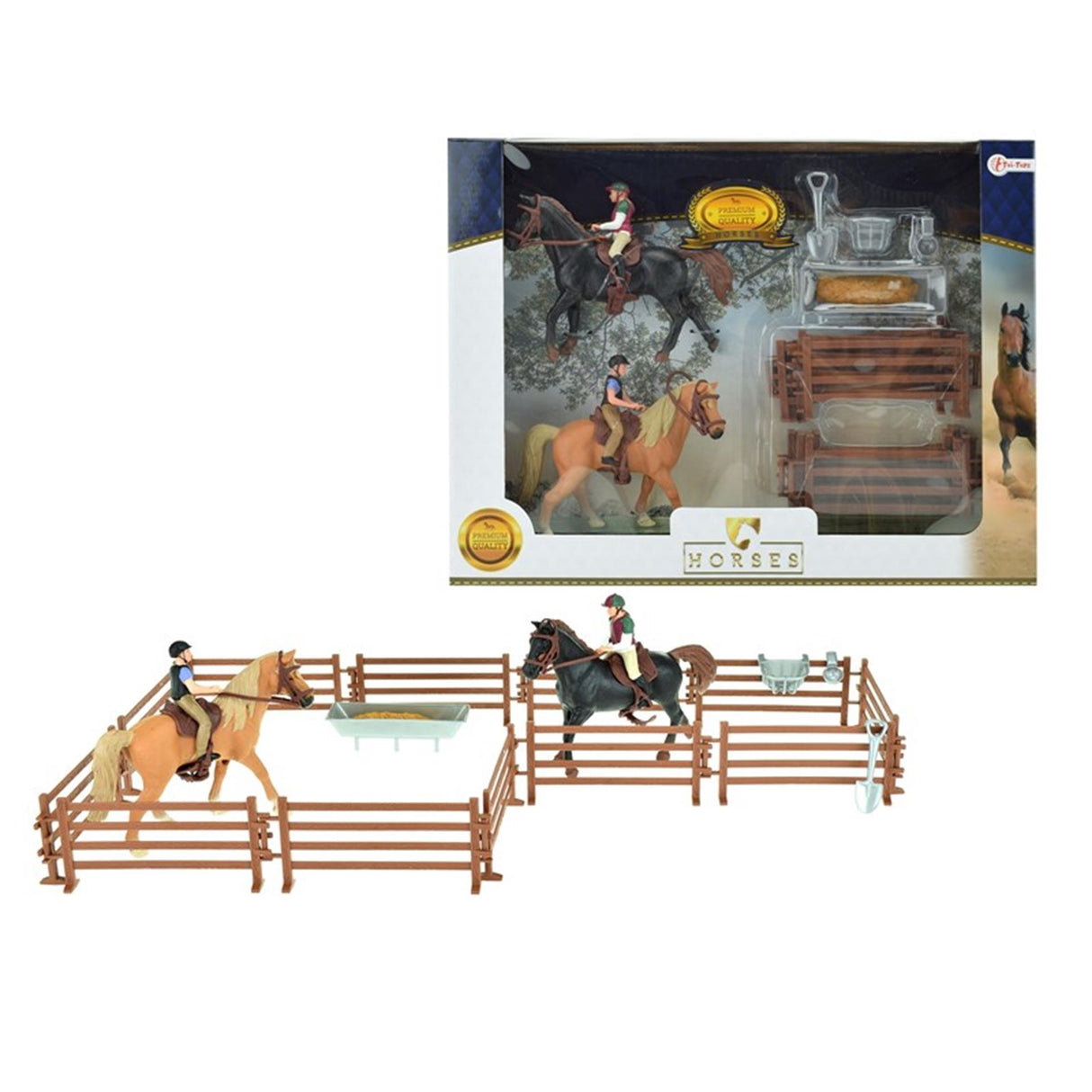 Toi-toys twee paarden met ruiters en accessoires