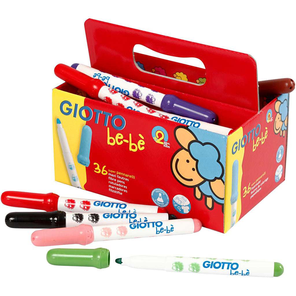 Giotto stiften, d 5 mm, lijndikte 1-3 mm, diverse kleuren, 36 stuk 1 doos