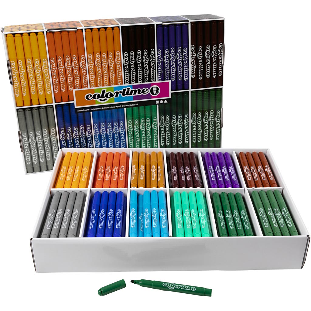 Colortime stiften, lijndikte 5 mm, extra kleuren, 12x24 stuk 1 doos