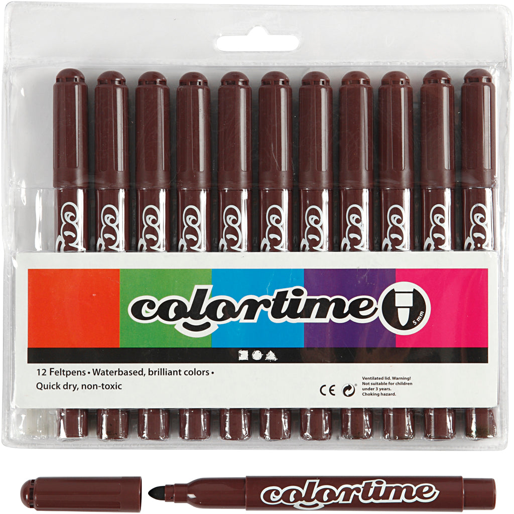 Dark brown Jumbo markers, 12st.