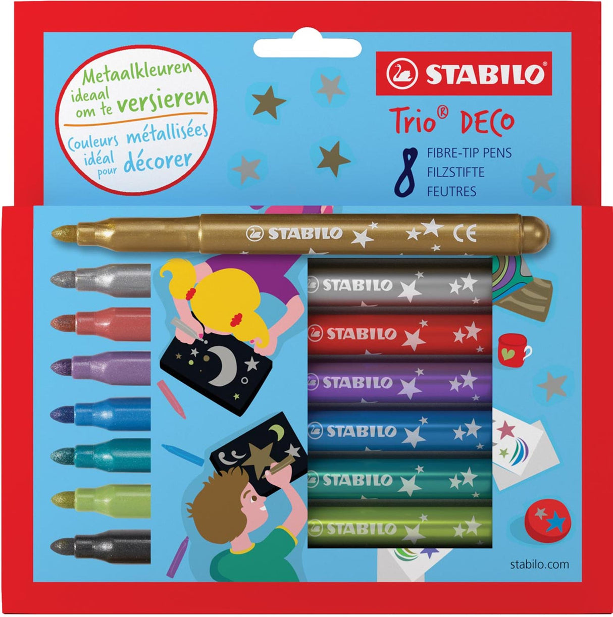 Stabilo Trio Deco Metallic Felt -Tip Canetas 8st.