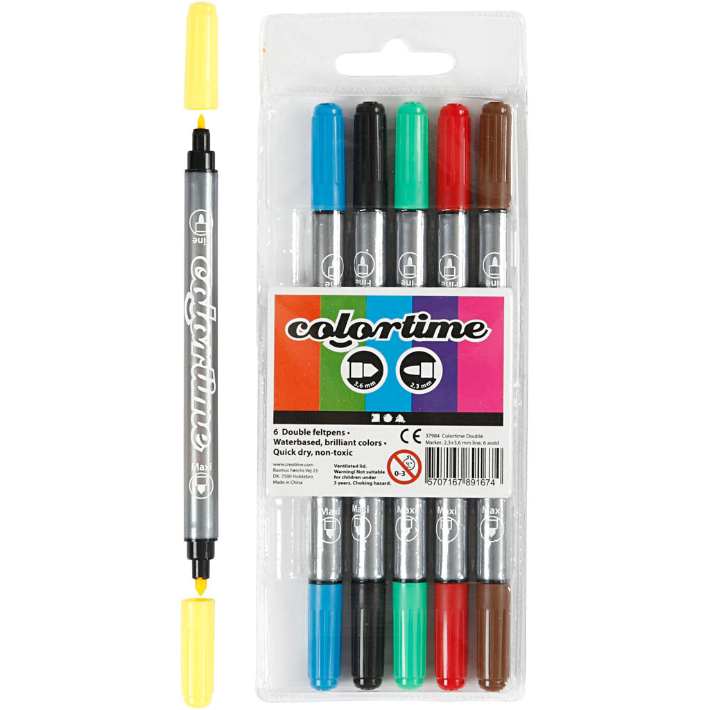 Marqueurs à double facteur - Couleurs de base, 6e.