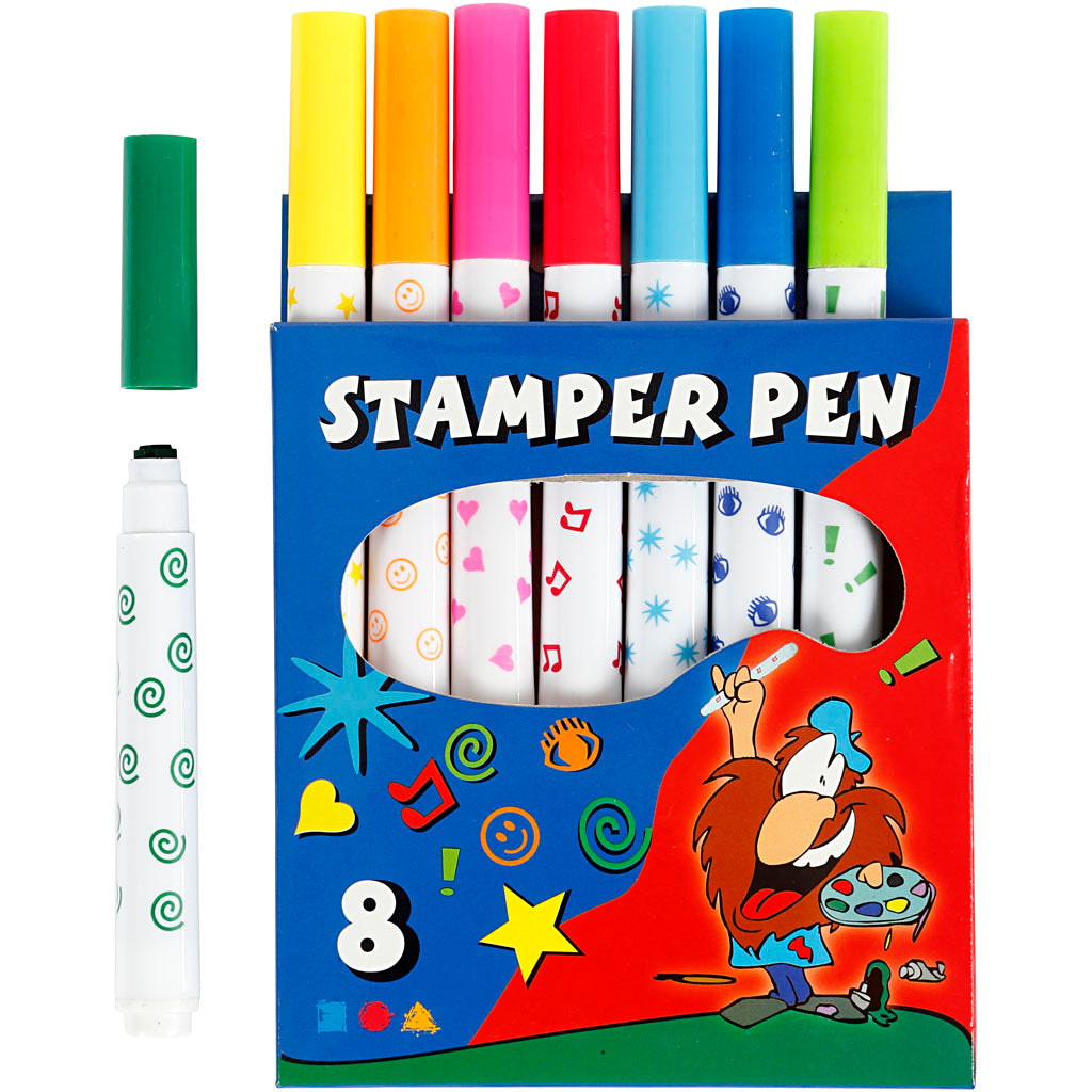 Creativ company stamp markers, various colors, 8 pieces 1 box