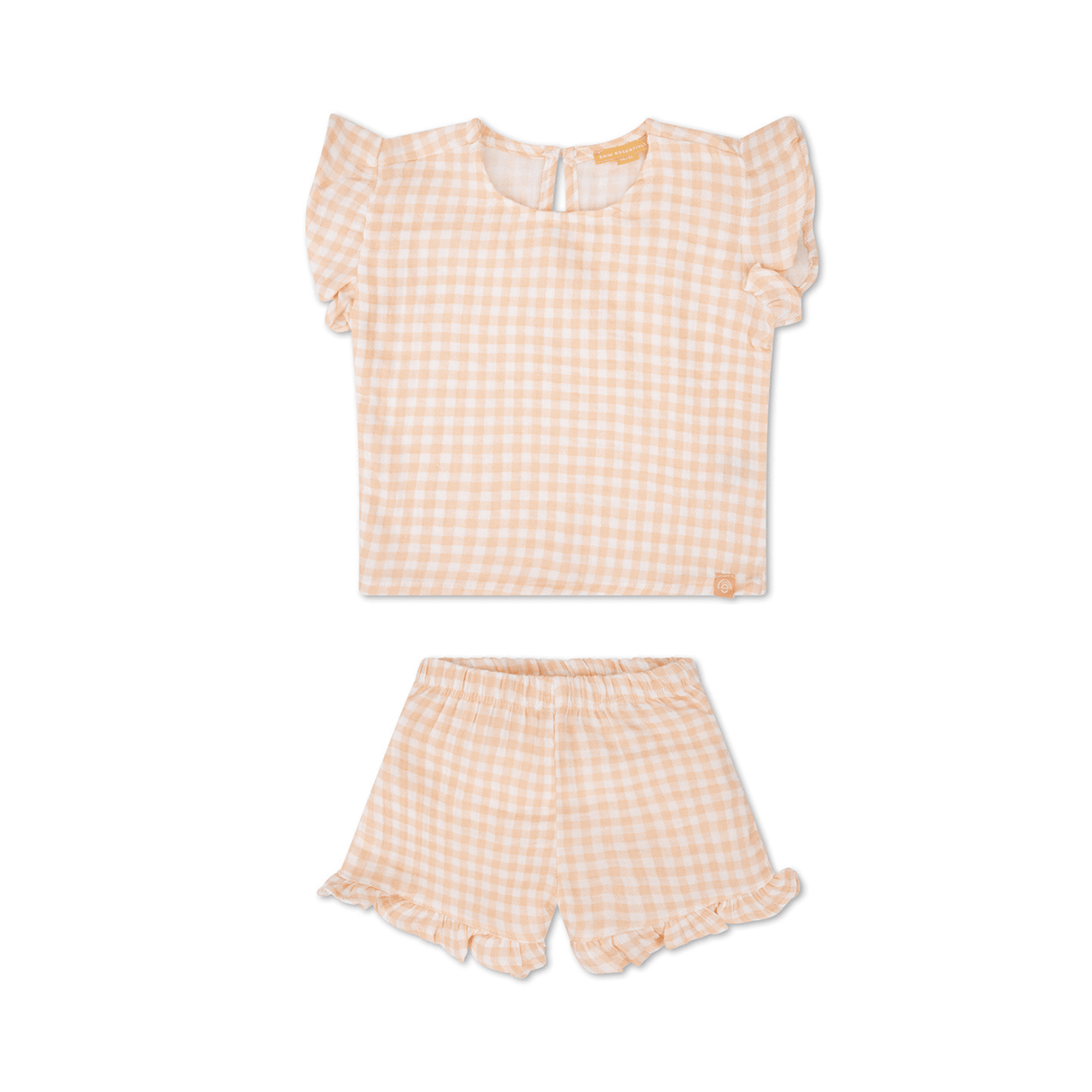 Sunset Grid | Set di ragazze bianche arancioni Muslin