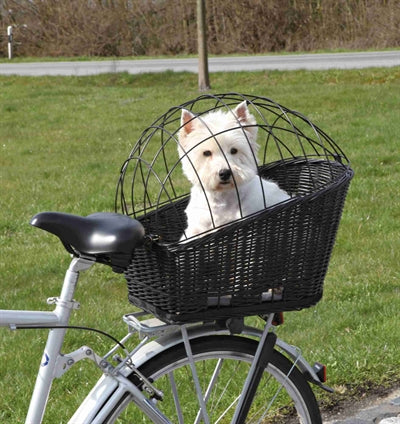 Trixie Bicycle Basket med Wire Dome på baksiden av svart