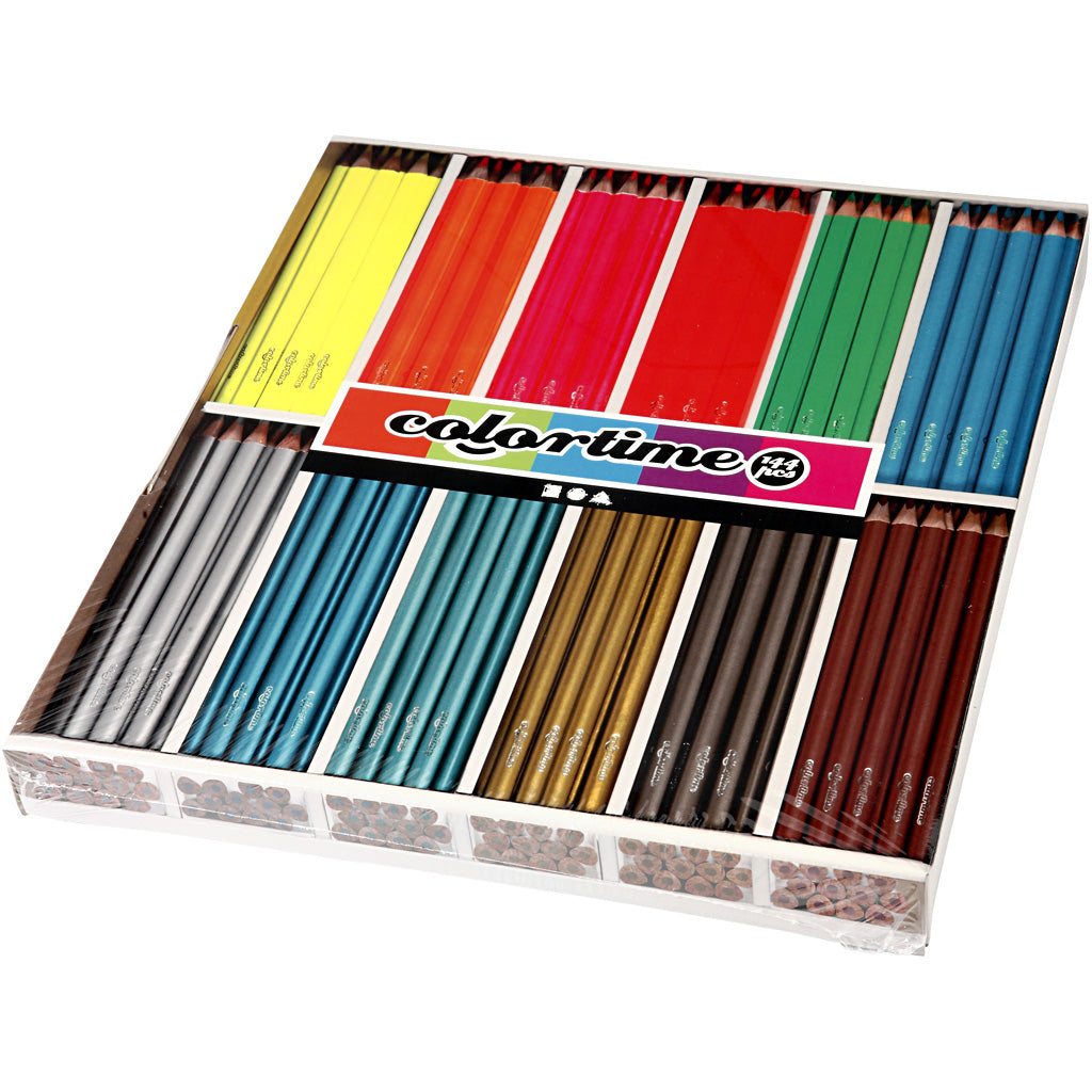 Triangular Colored Pencils - Metallic and Neon, 144 pcs.