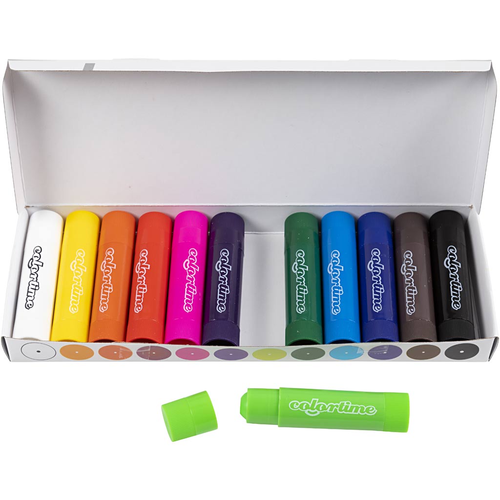 Creativ company soft color stick, l: 8 cm, diverse kleuren, 12 stuk 1 doos