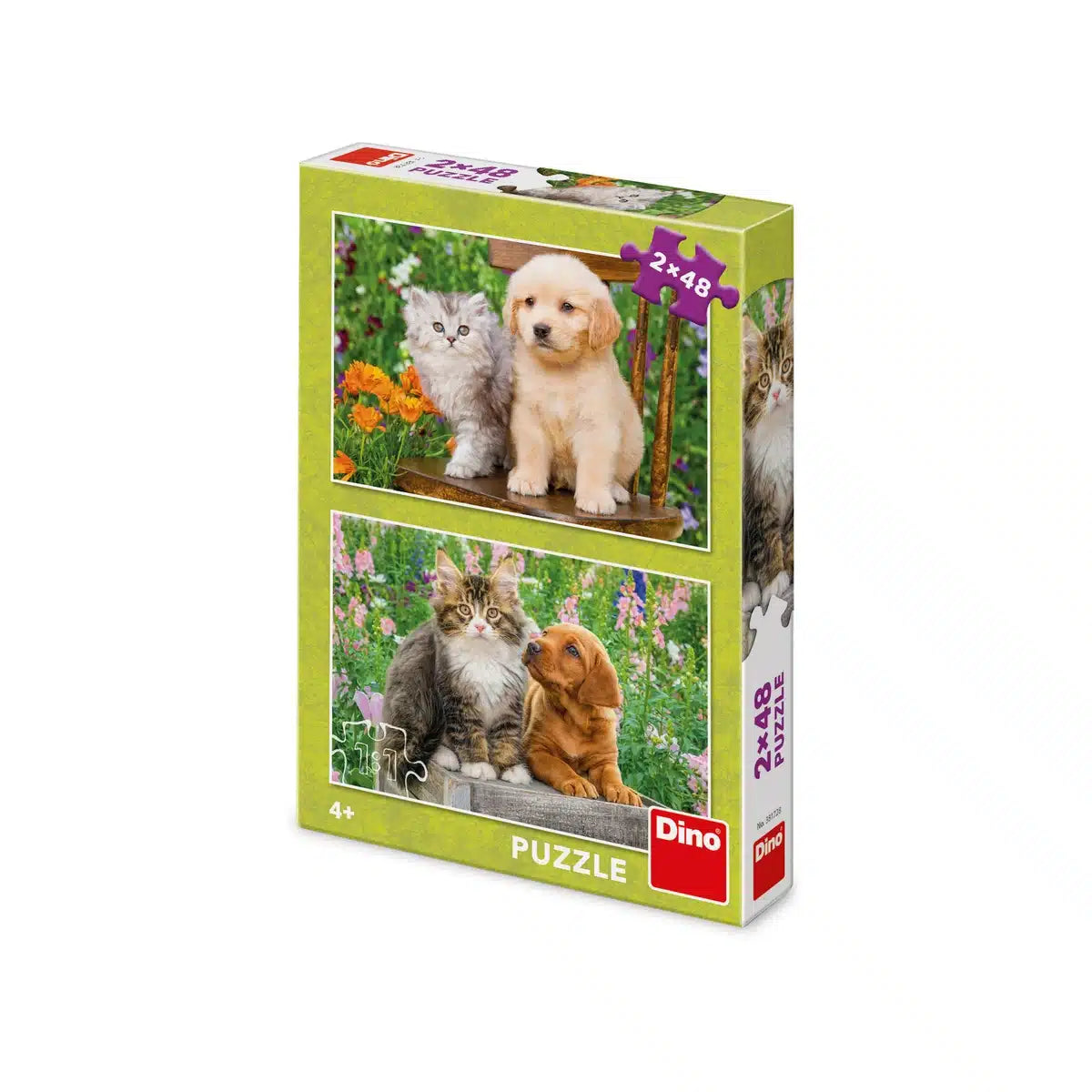 Dinotoys dinosaur children's puzzle with dog and cat - 2 x 48 pieces