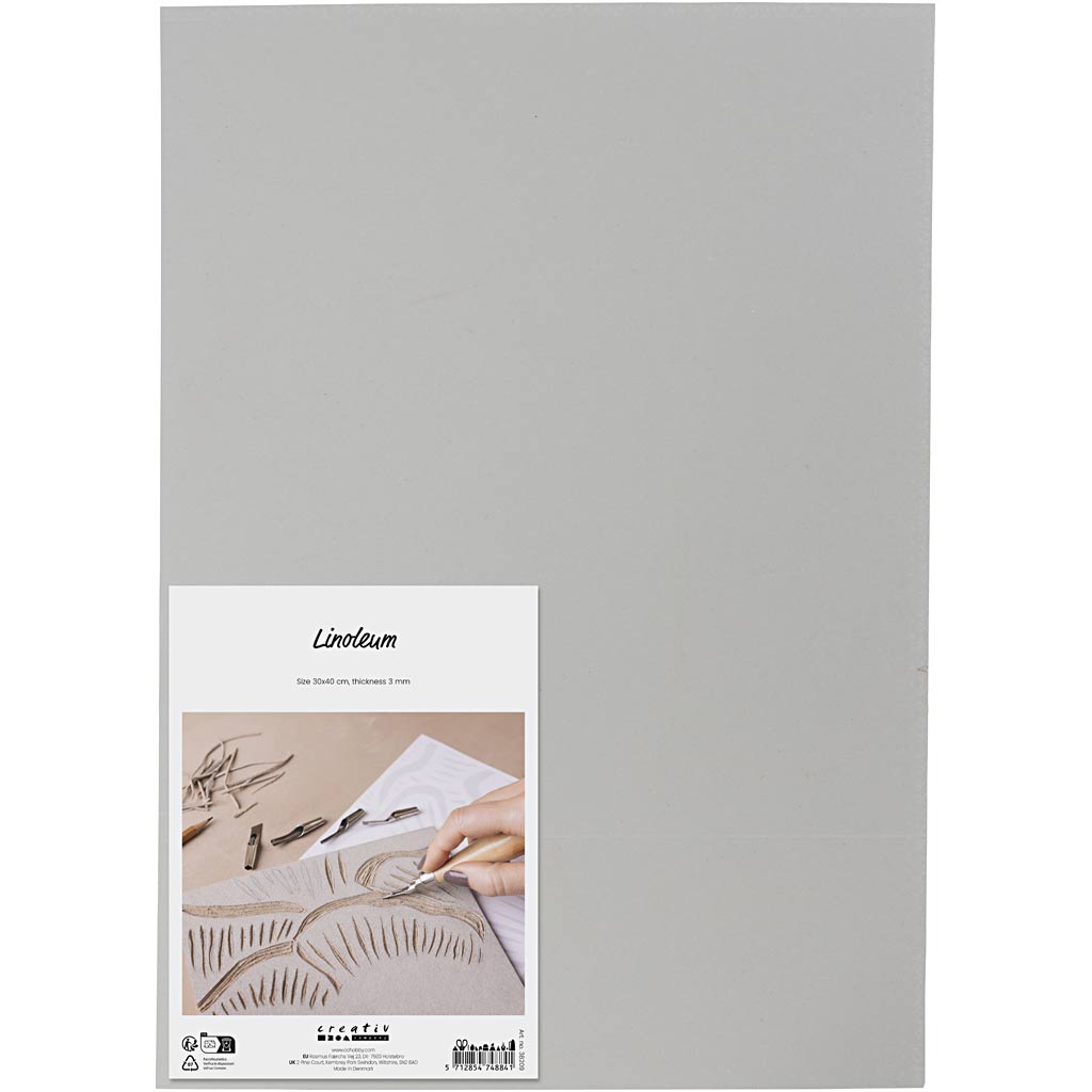 Creativ company linoleum, afm 30x40 cm, dikte 3 mm, grijs, 1 stuk 1 doos