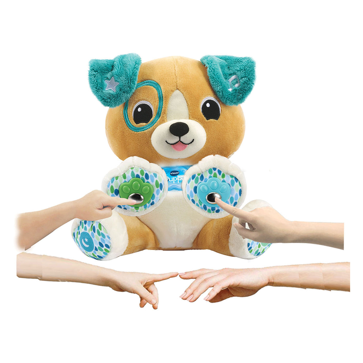 Vtech hug my interactive puppy plush brown turquoise