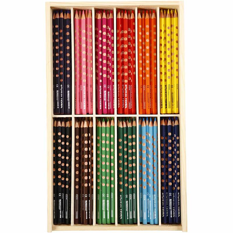 Lyra groove thin colored pencils, length 18 cm, 3.3 mm lead, assorted colors, 12x12 pieces, 1 box