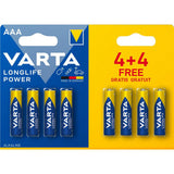 Varta Battery AAA 4 + 4 Alcaline Longlife Power