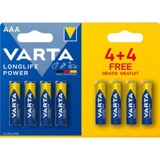 Varta batterij aaa 4+4 alkaline longlife power