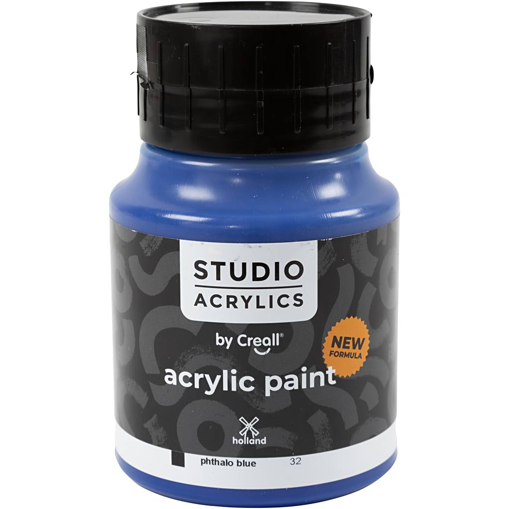 Creall studio acrylic paint, opaque, phtalo blue (32), 500 ml 1 bottle