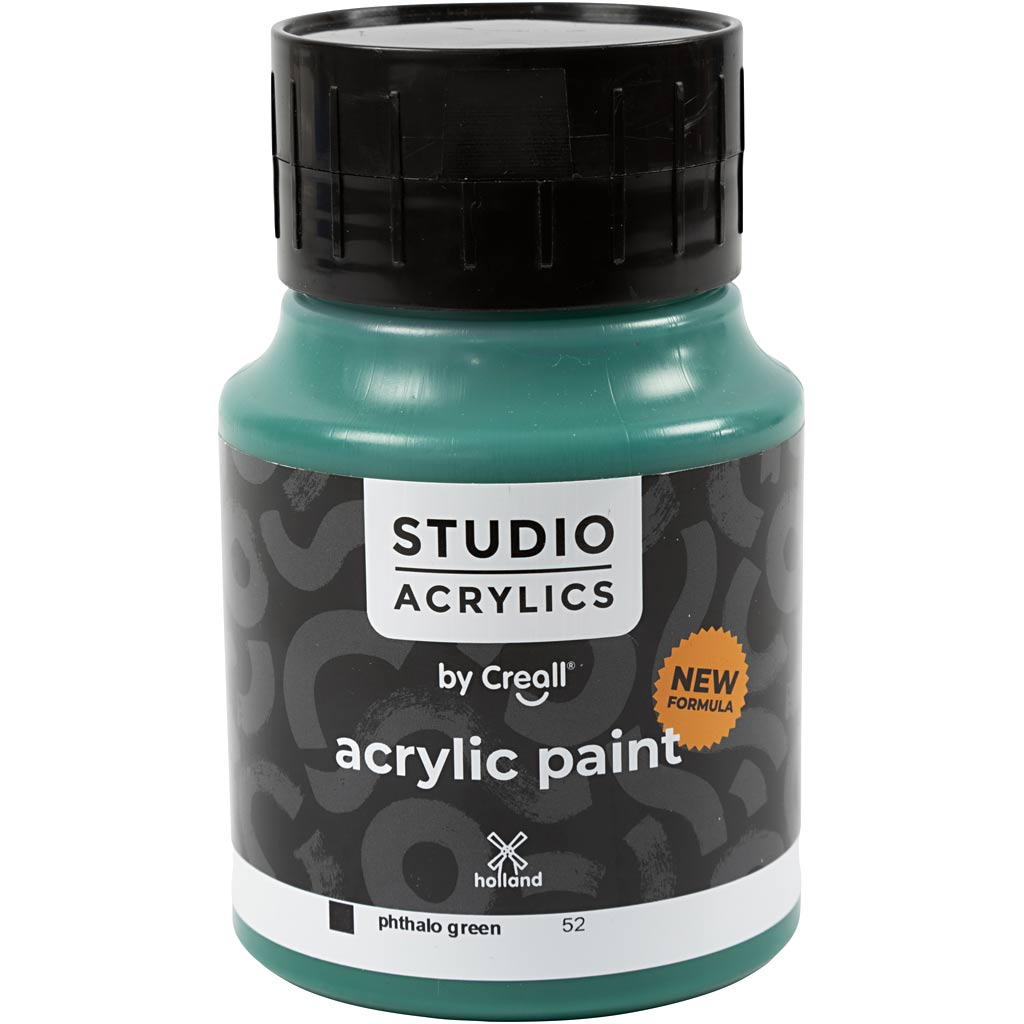 Creall studio acrylic paint, opaque, phtalo green (52), 500 ml 1 bottle