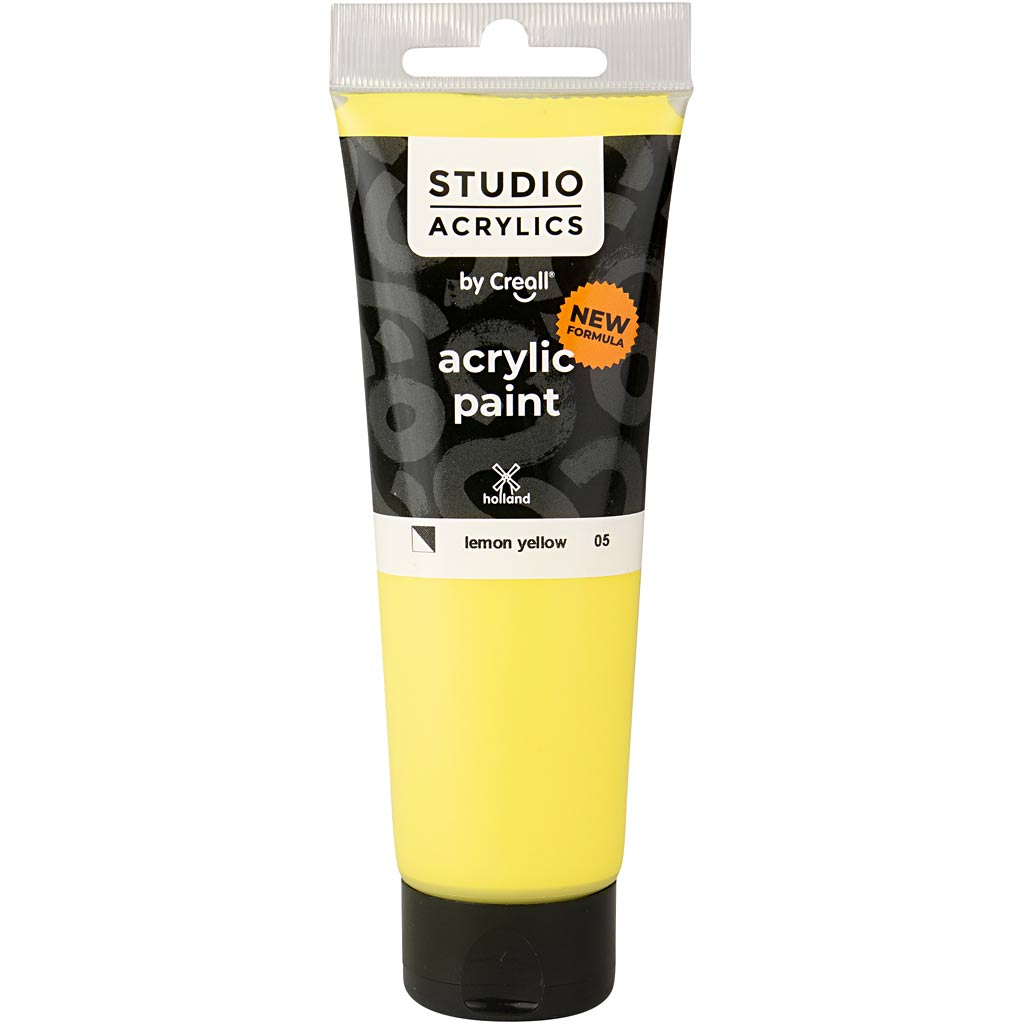 Creall studio acrylic paint, semi-opaque, lemon yellow (05), 120 ml 1 bottle