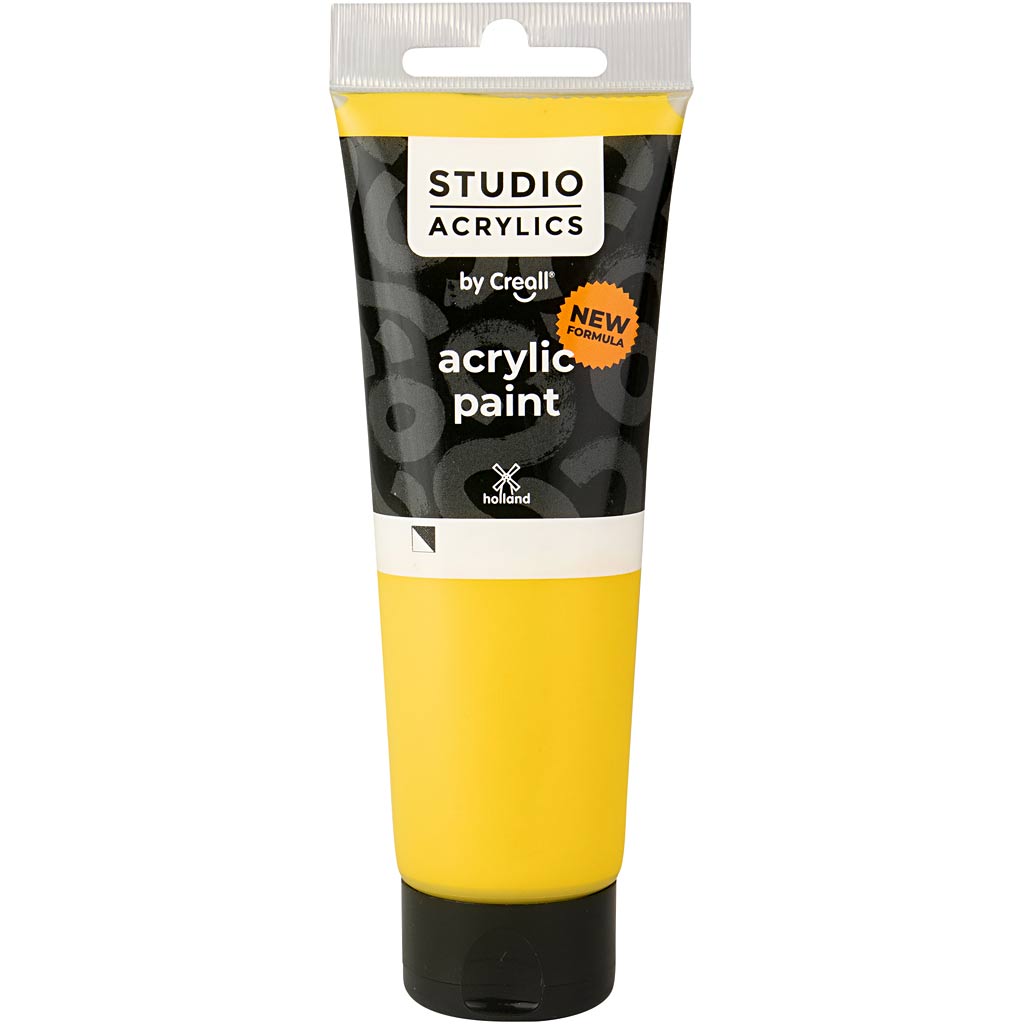 Creall studio acrylic paint, semi-opaque, primary yellow (06), 120 ml 1 bottle