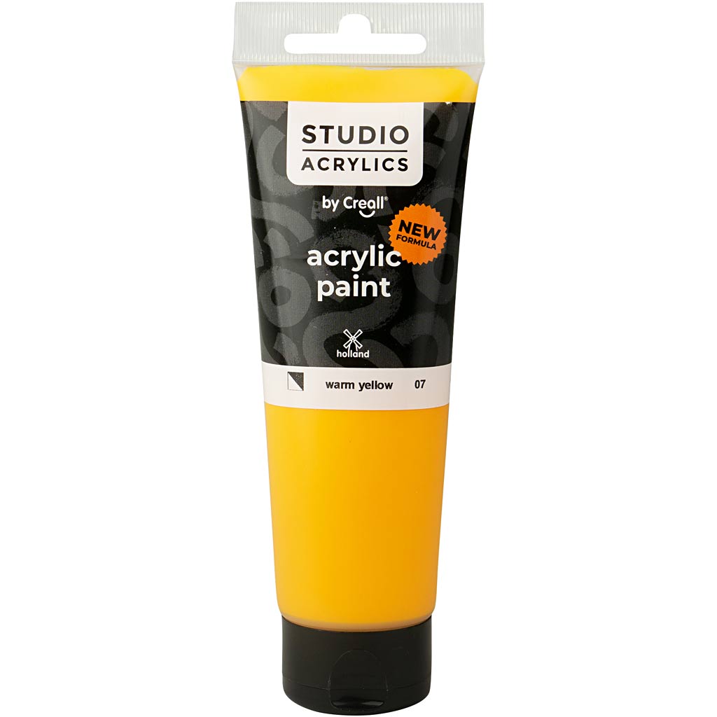 Creall studio acrylic paint, semi-opaque, warm yellow (07), 120 ml 1 bottle