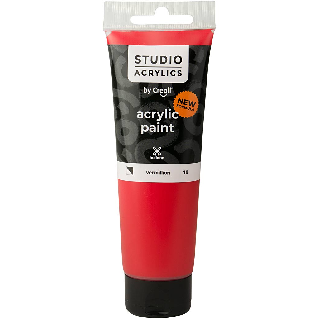 Creall studio acrylic paint, semi-opaque, vermillion (10), 120 ml 1 bottle