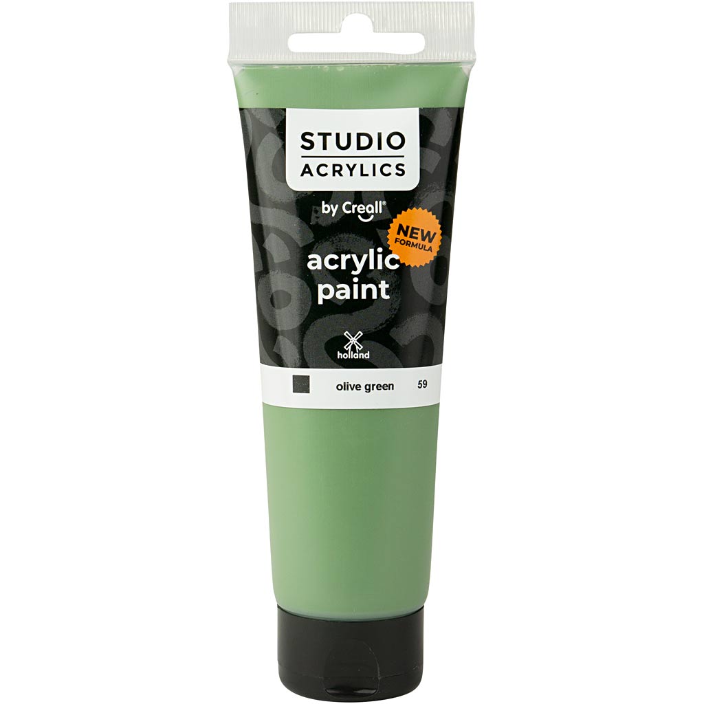Creall studio acrylic paint, opaque, olive green (59), 120 ml 1 bottle