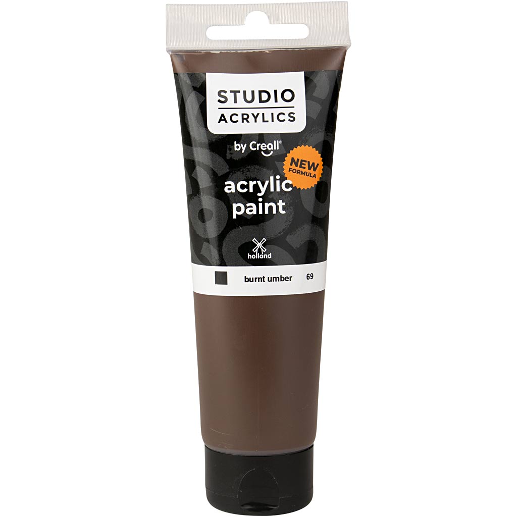 Creall studio acrylic paint, opaque, burnt umber (69), 120 ml 1 bottle