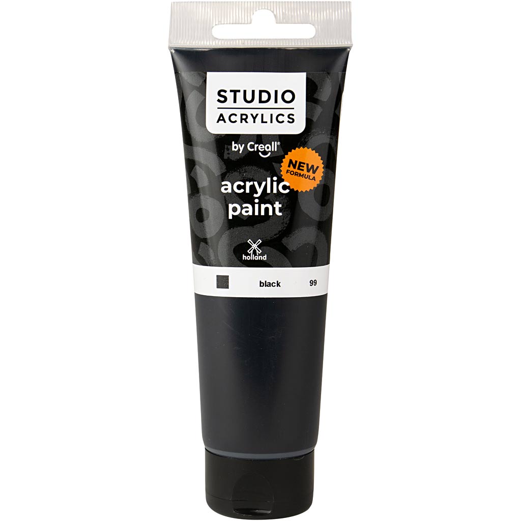 Creall studio acrylic paint, opaque, black (99), 120 ml 1 bottle