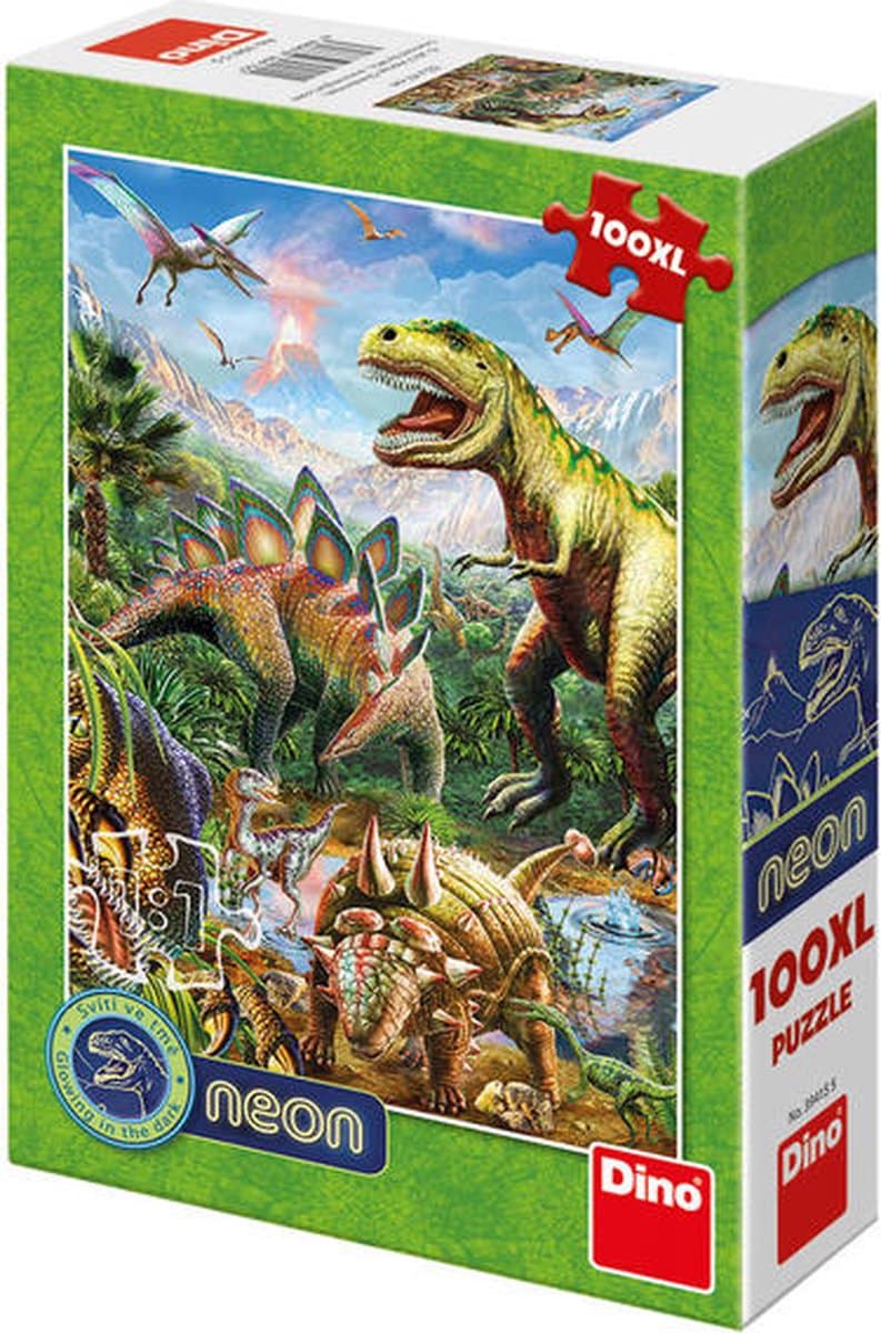 Dinotoys Dino Puzzle - Glow in the dark dinosaurs - 100 xl pieces