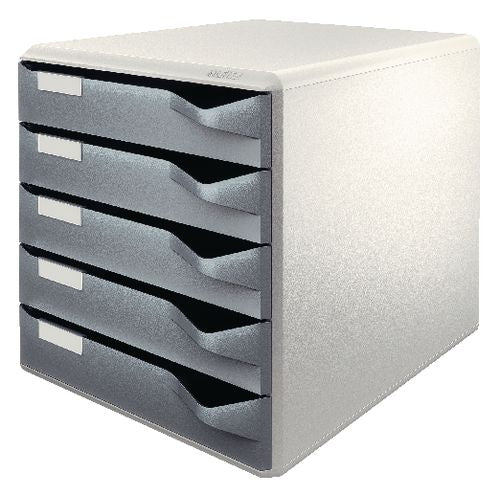 Leitz ladenkastje 5280 89 5 laden 28,5 x 35,5 x 39 cm grijs grijs