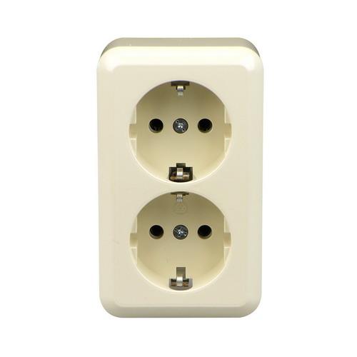 Wandcontactdoos 2-v opb. r a schroefklem