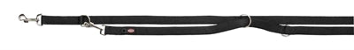 Trixie Dog Leash Premium Black regolabile a doppio cucito