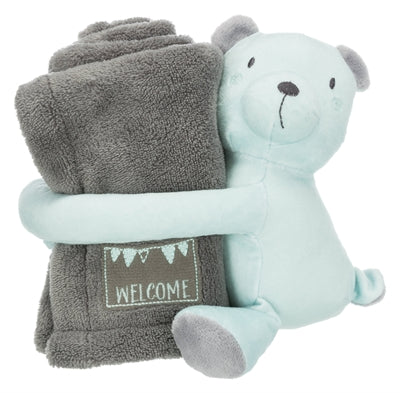 Trixie Junior Play Set takaró és medve szürke menta zöld