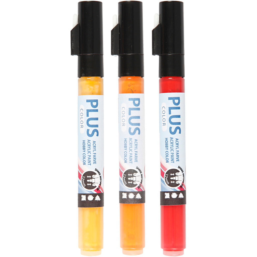 Plus Color Paint Markers - Ochre Yellow, Orange, Dark Red
