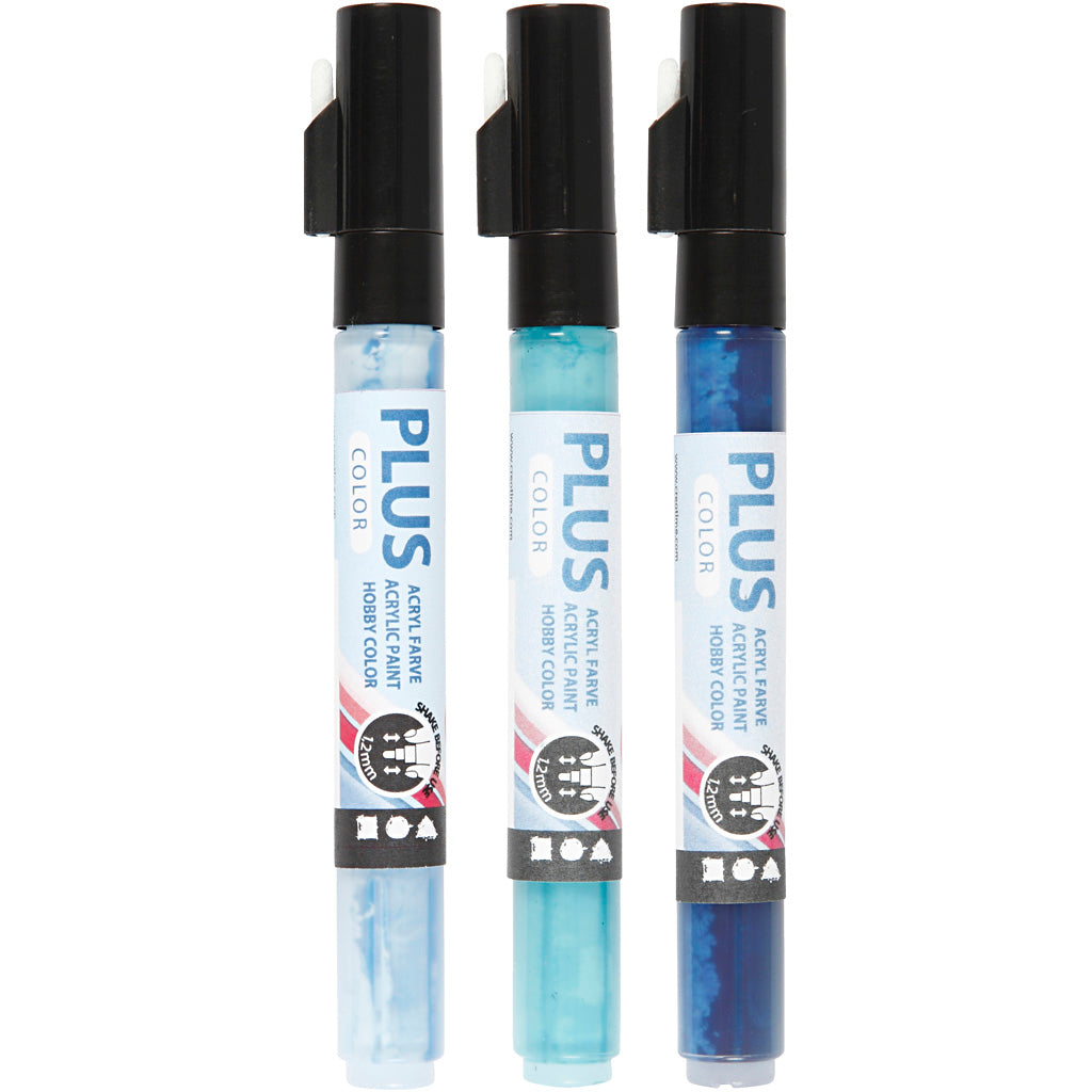Plus Color Paint Markers - Sky Blue, Navy Blue, Turquoise