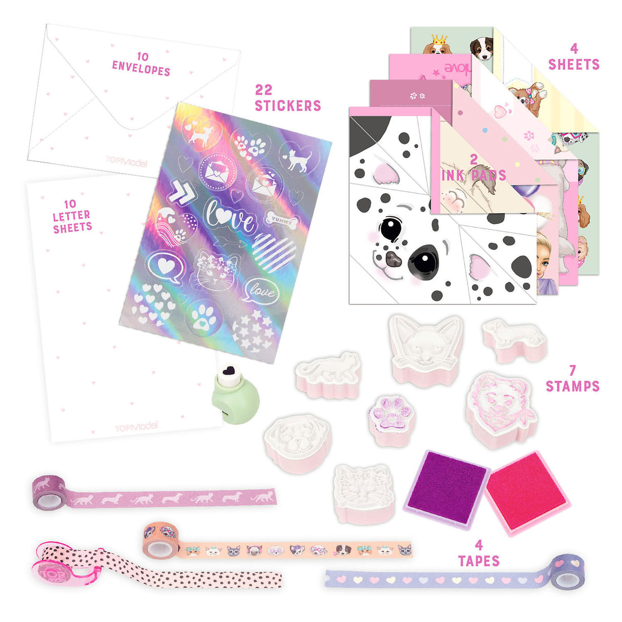 Top -Modell Liebesbrief Set Kitty und Doggy