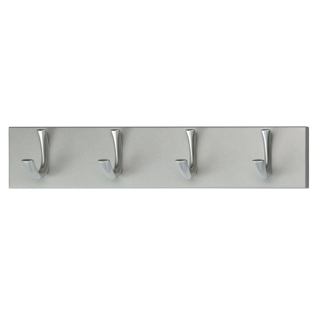 V-part Coat rack with 4 hooks silver colored