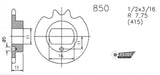 Esjot front sprocket 0850 sprocket 415 13z standard