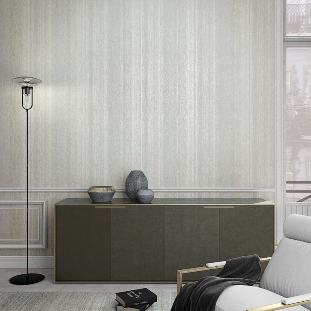 North wall wallpaper vintage deluxe stripes gray and purple
