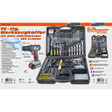 Brüder Mannesmann Brüder Mannesmann 75-part tool set with cordless ear 20 V, 1.3 AH