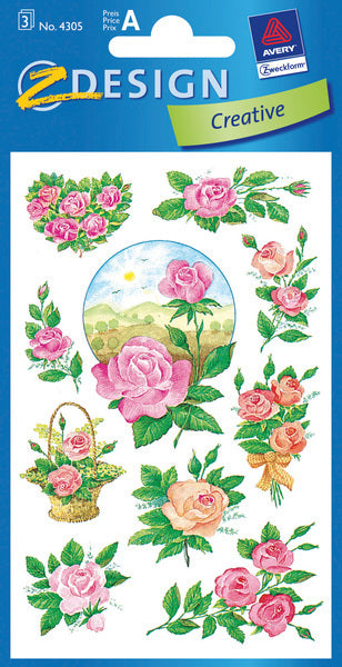 Avery AV-4305 Paper Label Z-Design Creative Package a 3 feuilles Roses