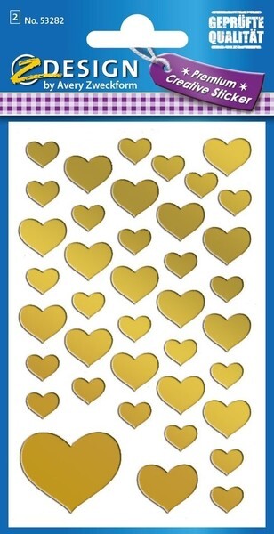 Avery AV-53282 Étiquette de papier d'aluminium Z-Design Creative Pack une feuille de coeurs d'or
