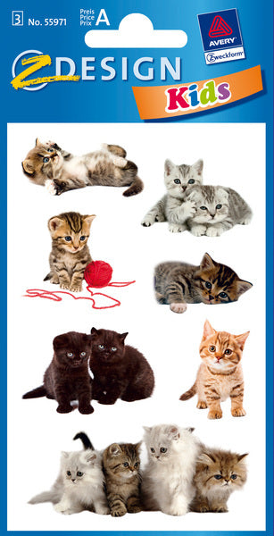 Avery AV-55971 Paper label Z-Design Kids Pakje A 3 sheet of cats Photo