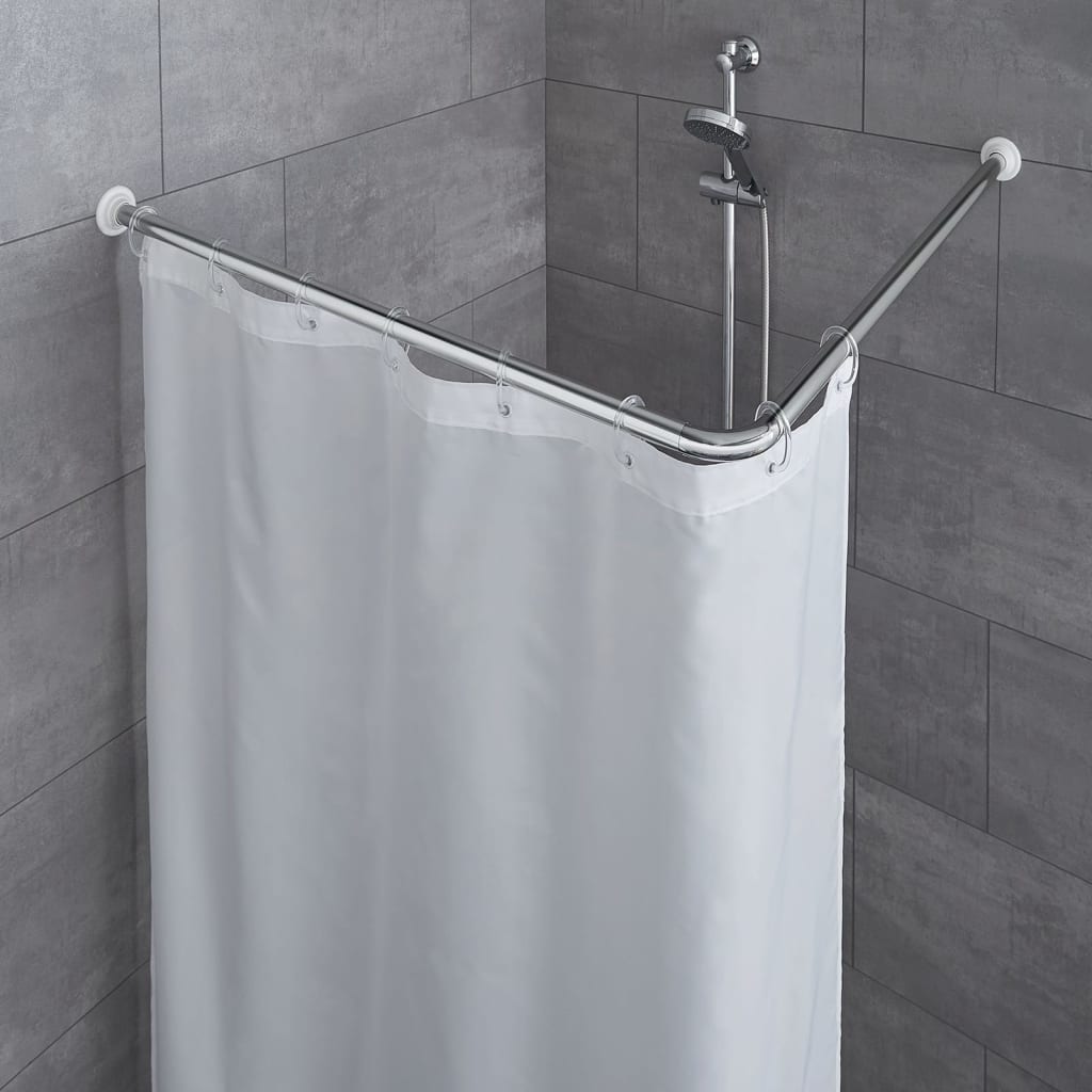 Liten Wolk Dowch Crawtain Rod Corner 90x90 cm Chrome -färgad