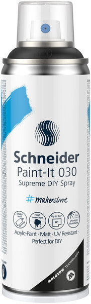 Schneider S-ML03050001 Supreme DIY Spray Paint-It 030 Noir 200 ml Peinture acrylique