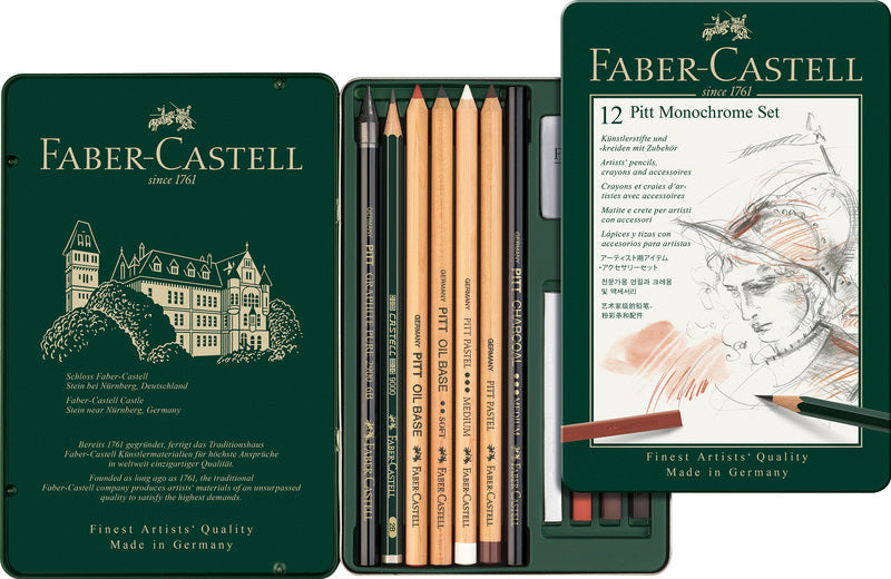 Faber castell fc-112975 pitt monochrome set faber-castell 12-piece medium