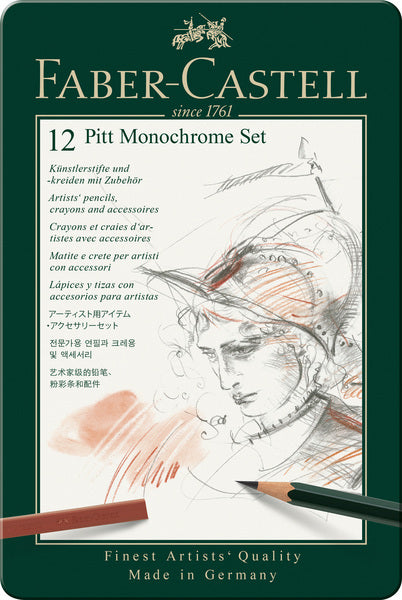 Faber castell fc-112975 pitt monochrome set faber-castell 12-piece medium