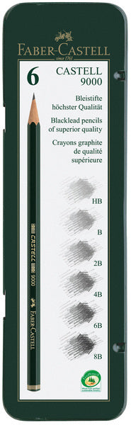 Faber Castell FC-119063 Pencil 9000 Bliktui A 6 pezzi